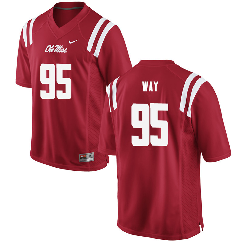 Isaac Way Ole Miss Rebels NCAA Men's Red #95 Stitched Limited College Football Jersey VSZ3858QV
